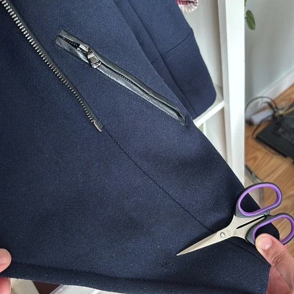 TRINA TURK Fine Lambswool Blend Jacket/Elevated Pea Coat Asymmetrical Collar, 4 - Picture 11 of 14